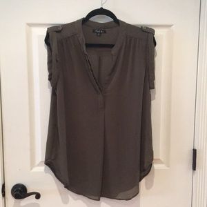 Olive Green Chiffon Sleeveless Top